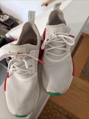 Adidas Off-White & Pink NMD_R1 Sneakers